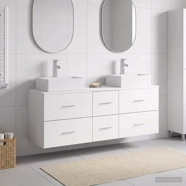 Set di Armadi da Bagno 3 pz Bianco 129 x 41 x 79,5 cm 3405843