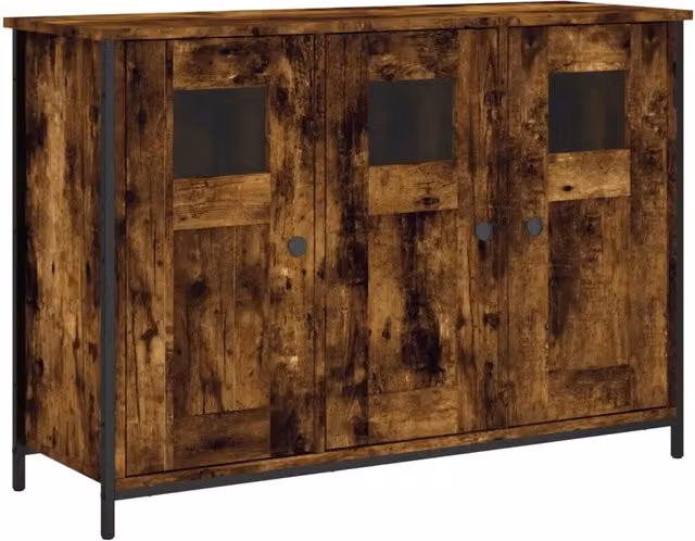 Credenza Buffet da pranzo in Rovere e Legno Multistrato, Colore Marrone, L 100 cm x P 35 cm x H 70 cm – 1
