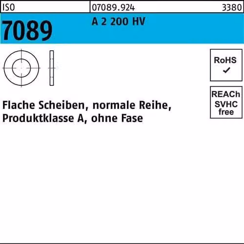 Dischi Reyher ISO7089 A 2 HV 39 (42x72x6) 070899240390000 (10 pezzi)