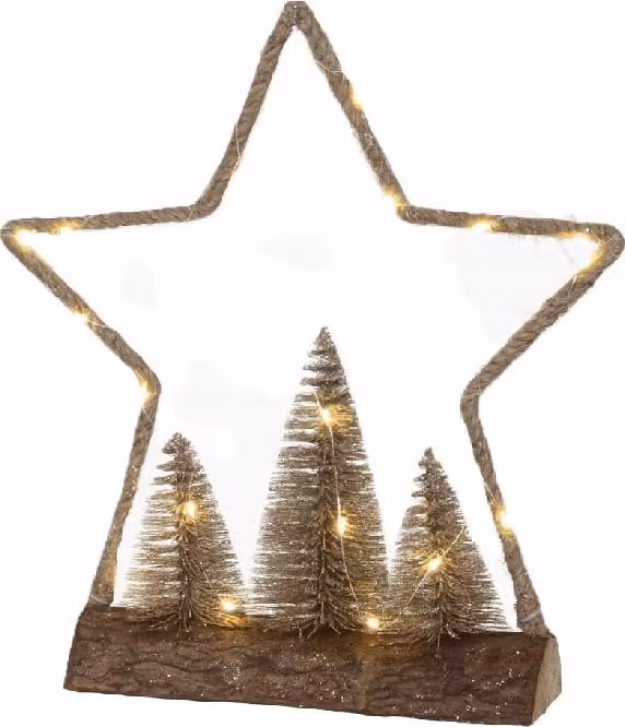 Figura natalizia LED stella in legno 32 cm 1pc