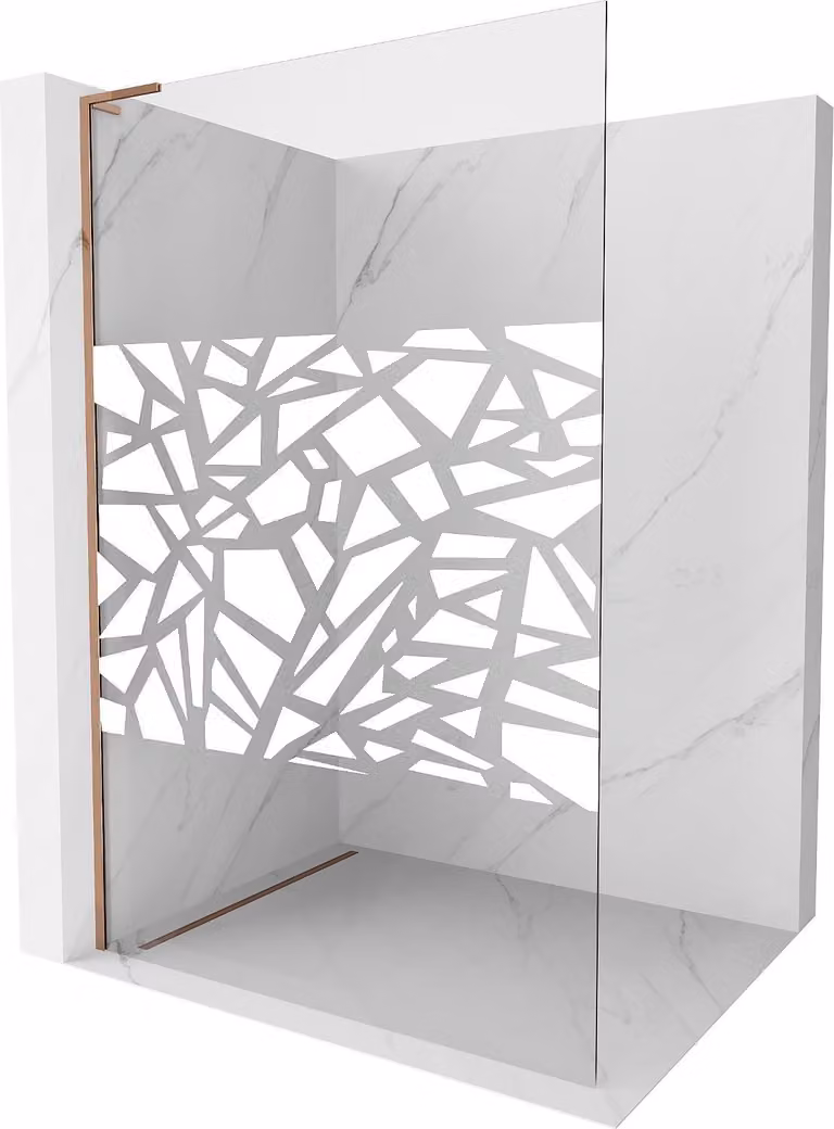 Mexen Kioto L parete doccia Walk-in 110 x 200 cm, motivo bianco, oro rosa - 800-110-103-60-85