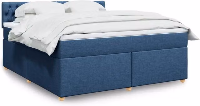 Letto Ibrido vidaXL con Materasso Blu e Bianco, Struttura in Legno di Pino e Tessuto, con Illuminazione Sotto il Letto e Porta di Ricarica USB, L/P: 180 x 200 cm – 1
