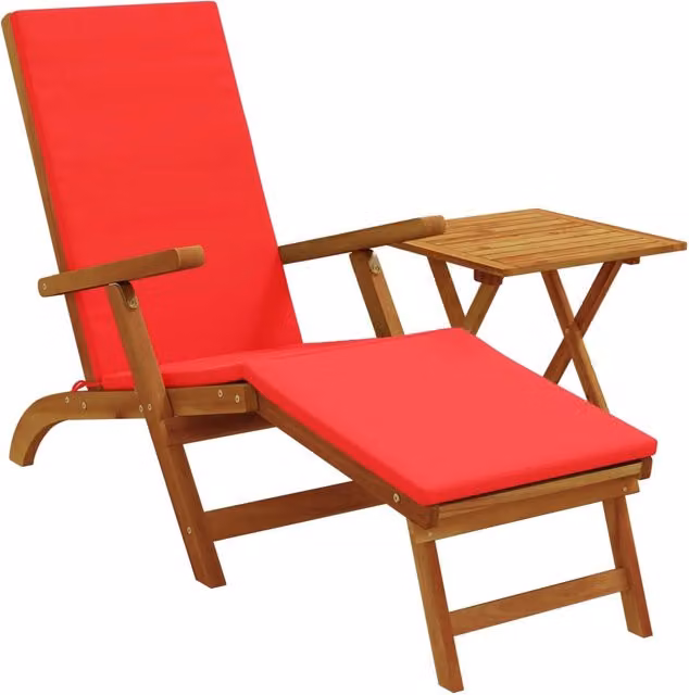 Set di 2 lettini prendisole reclinabili in legno di acacia rosso per giardino e terrazza – 1