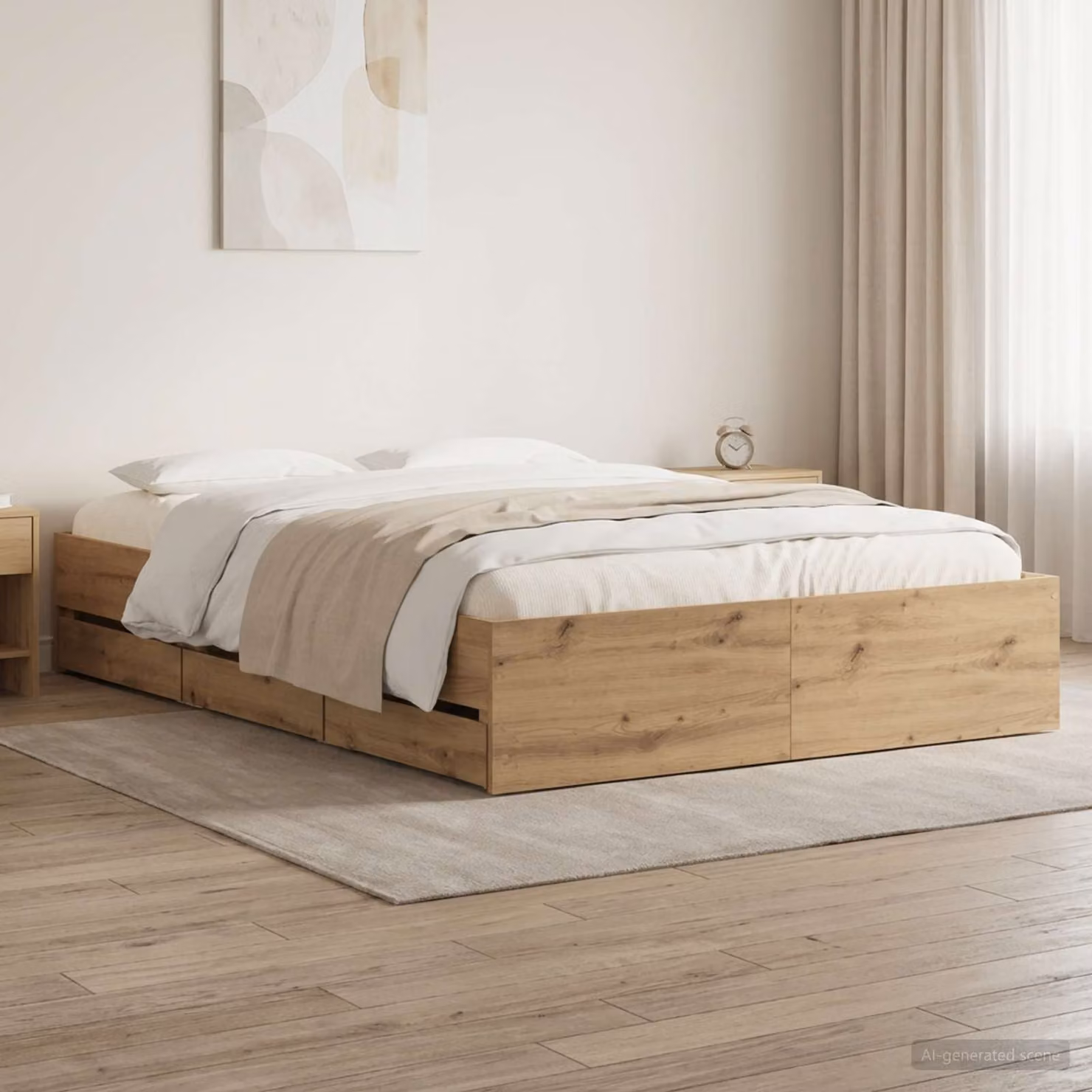 vidaXL Letto con Contenitore in Rovere e Cassetti, L/P/H: 120 x 200 x 140 cm