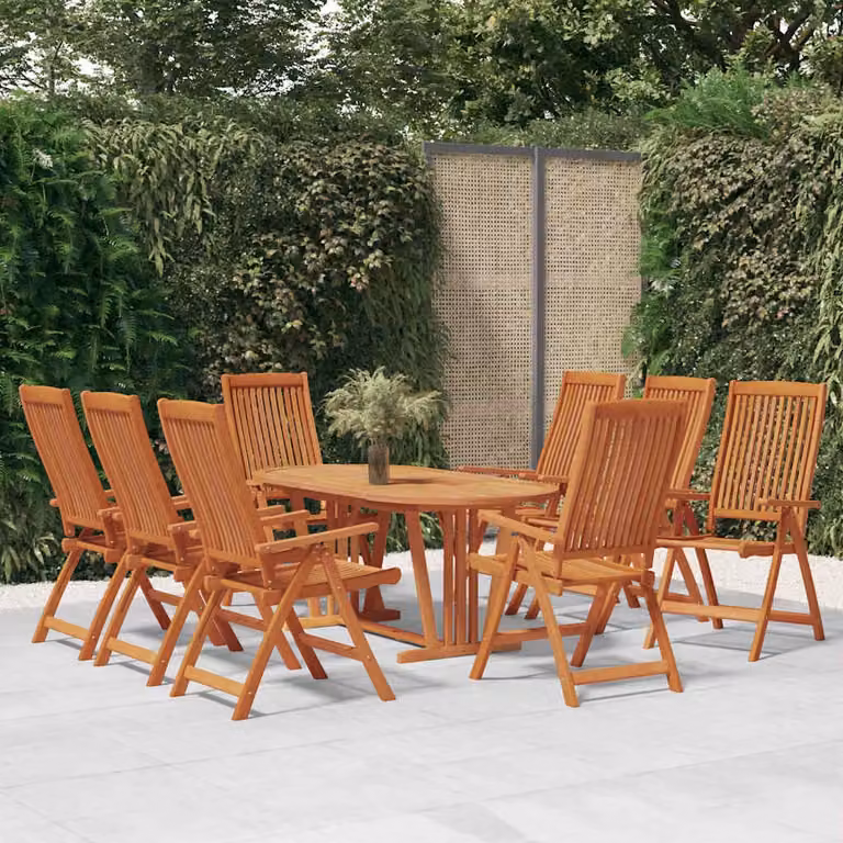 Set di 8 sedie pieghevoli vidaXL in legno di eucalipto oliato marrone per giardino e terrazza
