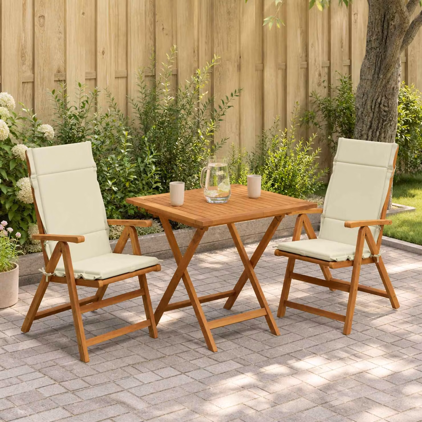 Set di 2 cuscini per sedia alta vidaXL GEMERT in poliestere beige con imbottitura in schiuma e rivestimento rimovibile
