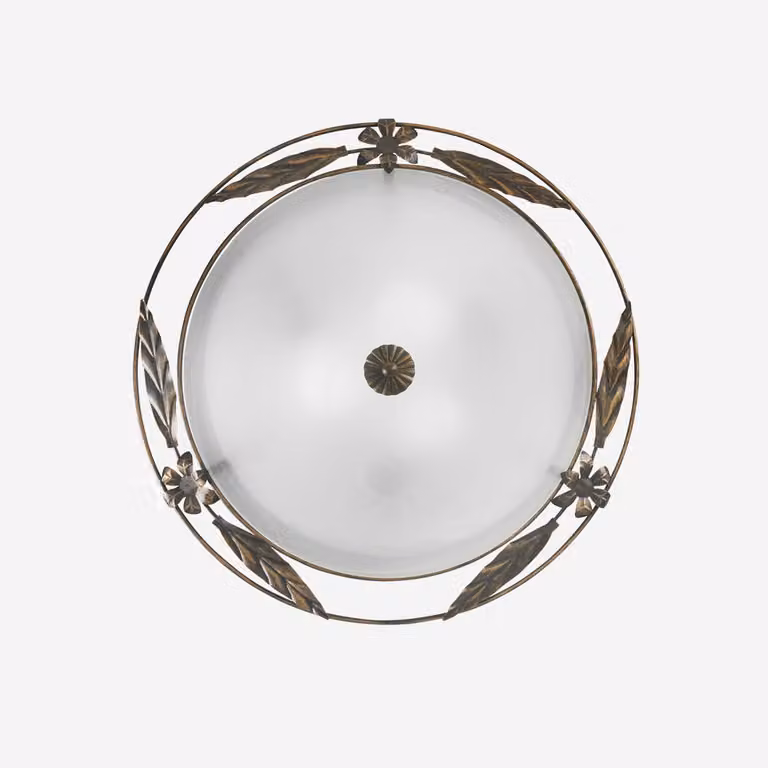 RICCIO: lampada da soffitto in vetro bianco con struttura in metallo, 50 cm.