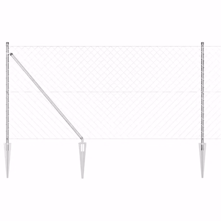 Recinzione a maglie con punte vidaXL in acciaio zincato argento, L: 120 cm, H: 180 cm, P: 30 cm
