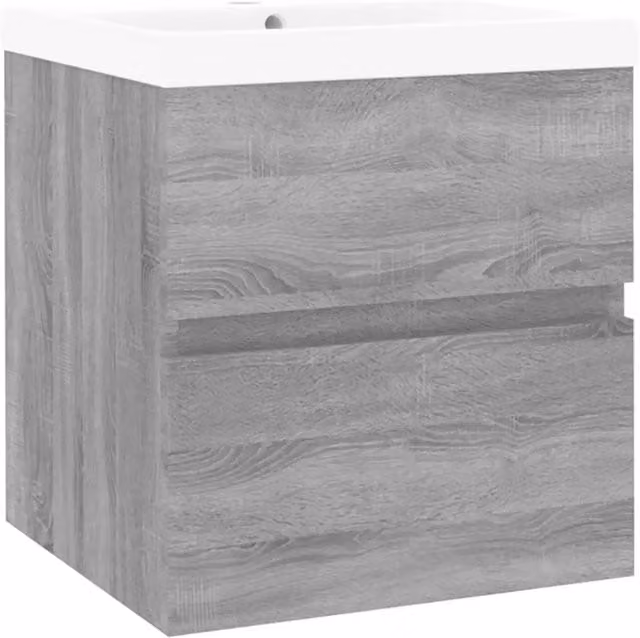 Mobile Bagno Sospeso Moderno con Lavabo in Ceramica Grigio e Bianco DESIGN IN