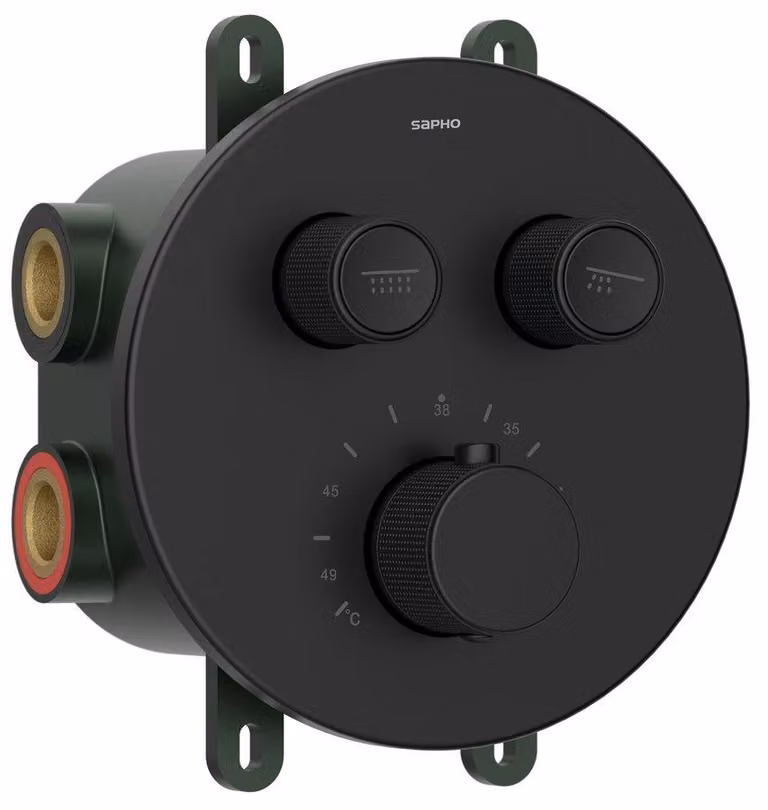 Sapho Smart Select: miscelatore termostatico da incasso per doccia, corpo incasso, a 2 vie, nero opaco