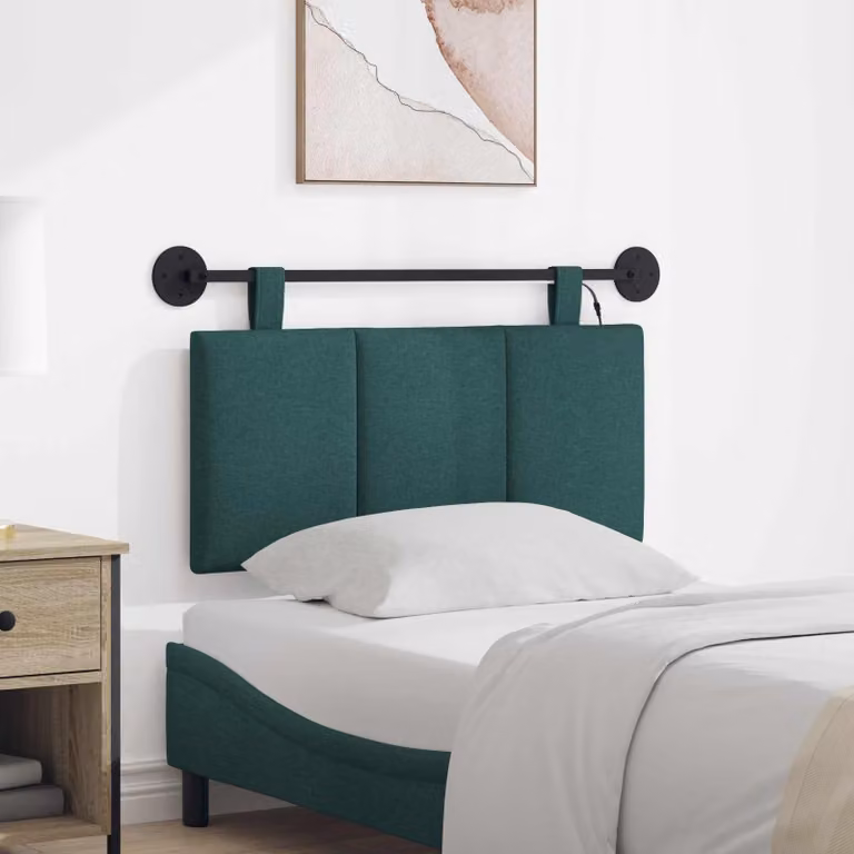 Testiera sospesa vidaXL in tessuto verde scuro con luce LED integrata L: 180 cm, H: 90 cm, P: 5 cm