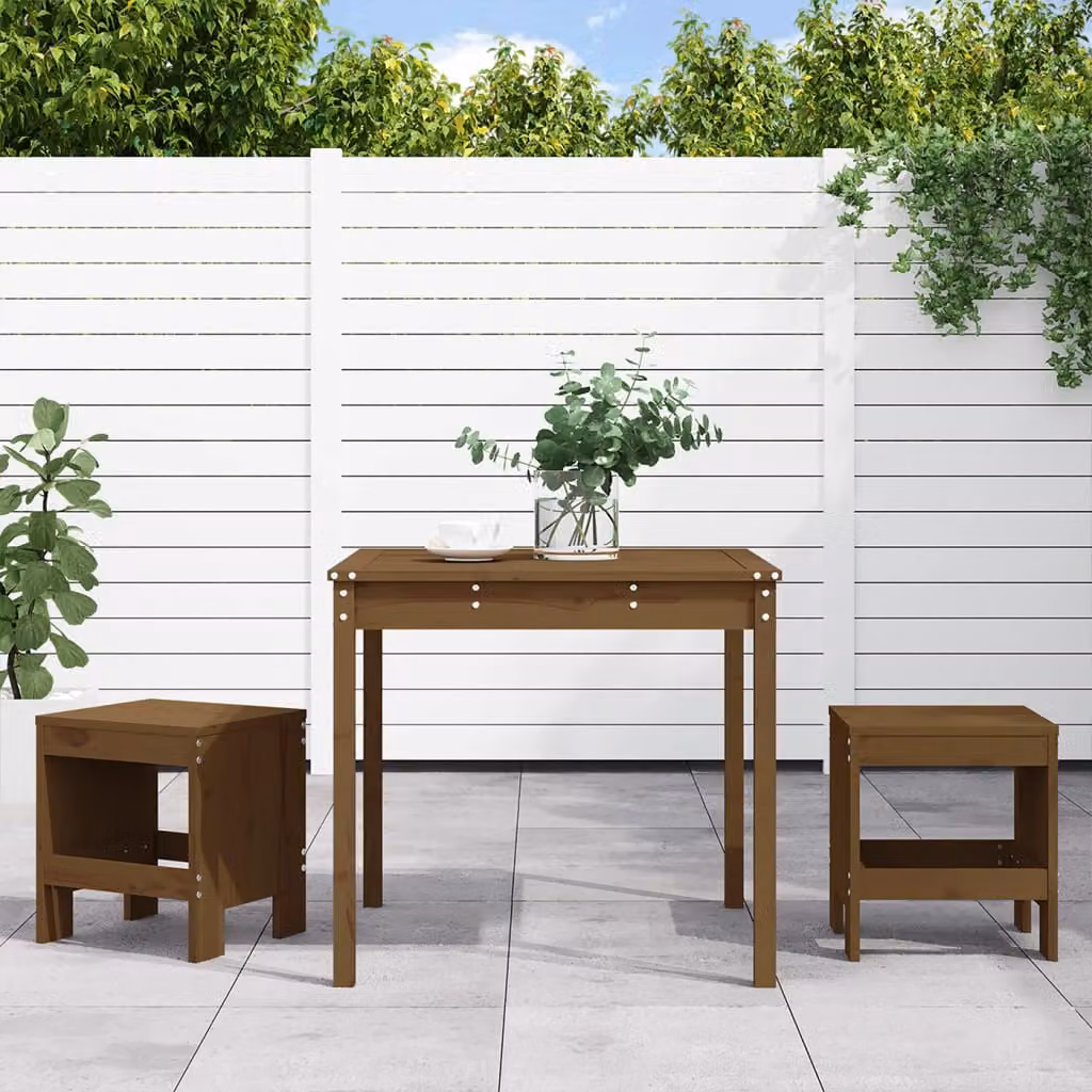Set da bistrot da giardino vidaXL in legno di pino marrone 3 pezzi