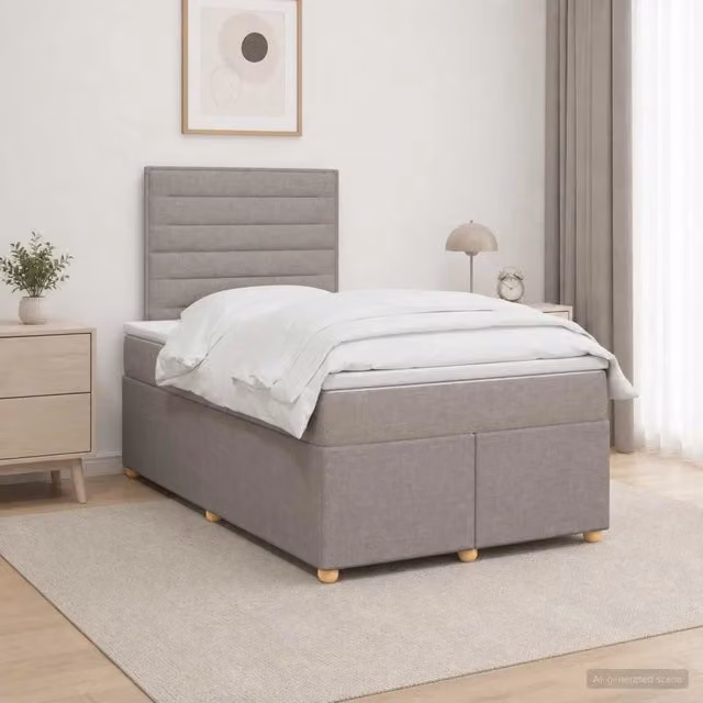 Letto box spring con materasso Tortora 120 x 200 cm Tessuto 3453855