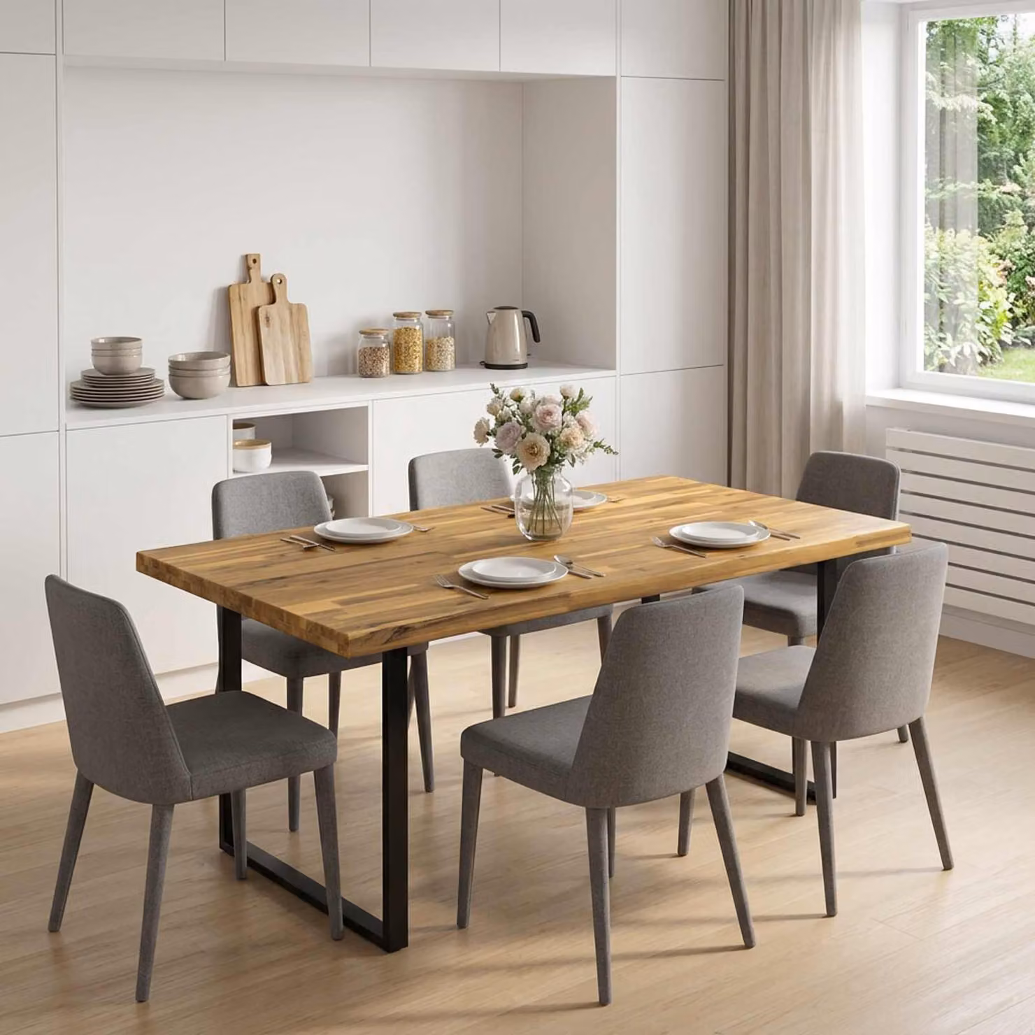 Piano del tavolo rettangolare in legno di acacia vidaXL con bordo naturale, marrone e bianco, L: 120 cm, P: 60 cm, H: 3 cm