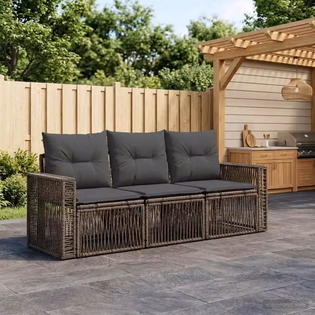 Set Divano da Giardino 3 pz Grigio e Grigio Scuro polyrattan 3435041