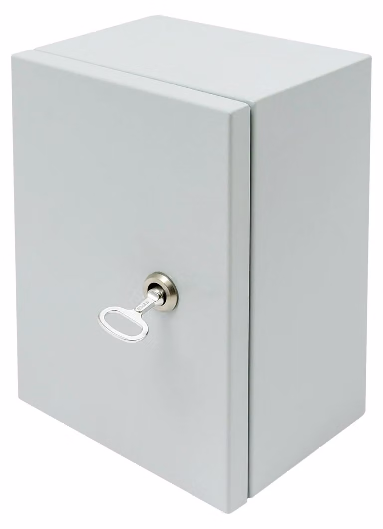 Scatola di derivazione esterna - Contenitore metallico elettrico - Grado di protezione IP65 (resistente all'acqua e alla polvere) - Acciaio inossidabile 304 - Montaggio a parete - Coperchio con cerniera - Dimensioni 20x15x30 cm - Grigio