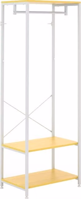 Appendiabiti Mobile 2 in 1 HOMCOM con Ripiano a 2 Livelli, Bianco, L 60 cm x P 40 cm x H 167,5 cm
