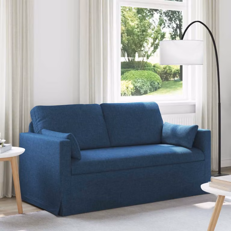 vidaXL Divano Blu in Tessuto con Struttura in Metallo e Rivestimenti Rimovibili L: 158 cm, P: 78 cm, H: 80 cm