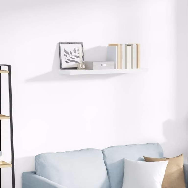 Scaffale a Parete Moderno vidaXL Bianco Lucido in MDF L: 80 cm, P: 23,5 cm, H: 3,8 cm