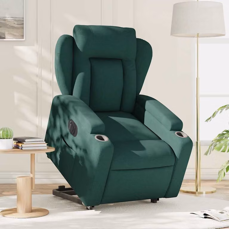 vidaXL Poltrona Alzapersona Reclinabile Elettrica Verde con Braccioli e Supporto per Senior