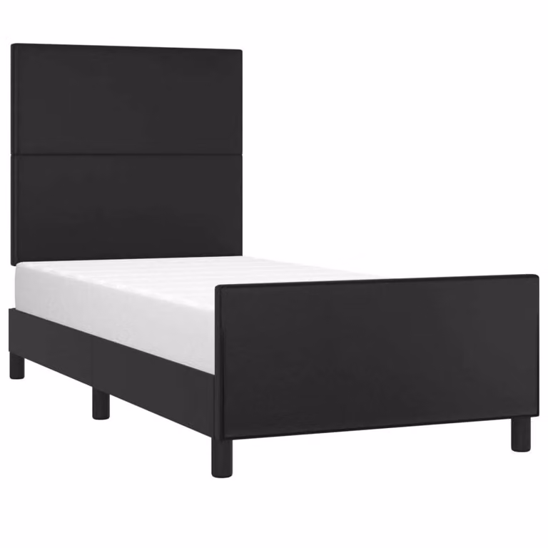 Giroletto con Testiera Nero 100x200 cm in Pelle finta