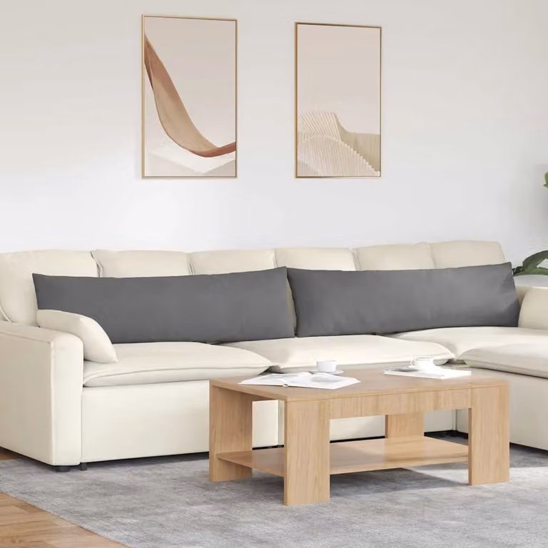 Set di 2 cuscini da divano vidaXL in tessuto grigio con fodera rimovibile, L 145 cm x P 40 cm