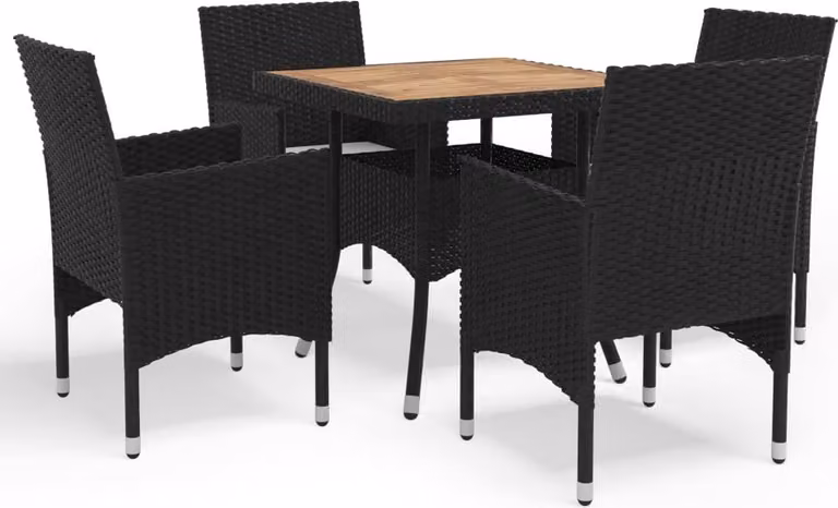 Maison Exclusive - Set da pranzo da giardino a 5 pezzi in rattan sintetico nero e legno di acacia