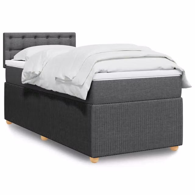 Letto Ibrido vidaXL con Giroletto a Molle e Materasso in Tessuto Grigio e Bianco L/P: 80 x 200 cm