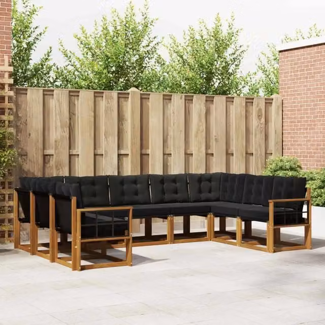 Set di divani da esterno 9 pz Naturale e Nero 3369055