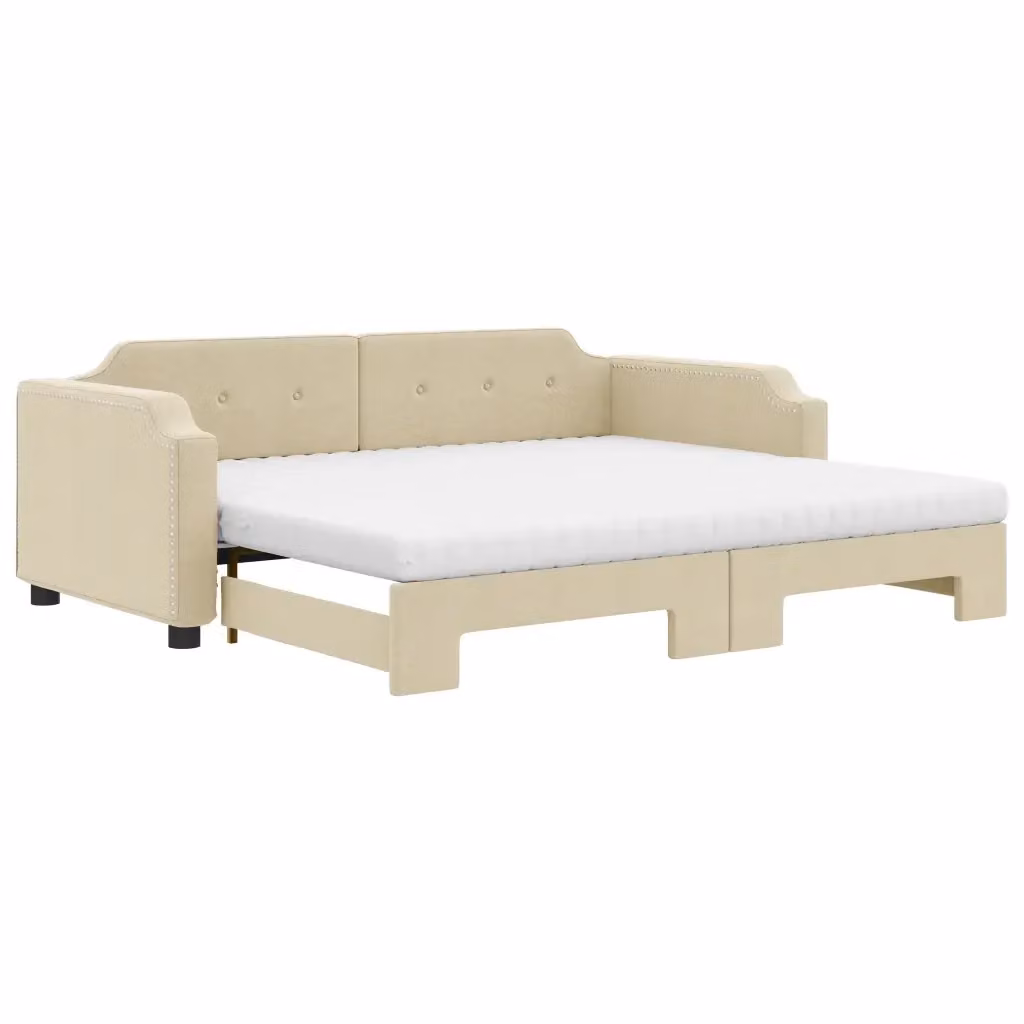 Divano Letto Estraibile vidaXL in Tessuto Beige con Cassetto per Soggiorno e Camera da Letto L/P/H: 223 x 110 x 66,5 cm – 2