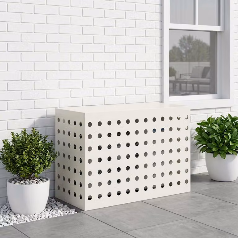 Copertura per condizionatore d'aria vidaXL in acciaio, Bianco, L 90 x P 40 x H 60 cm