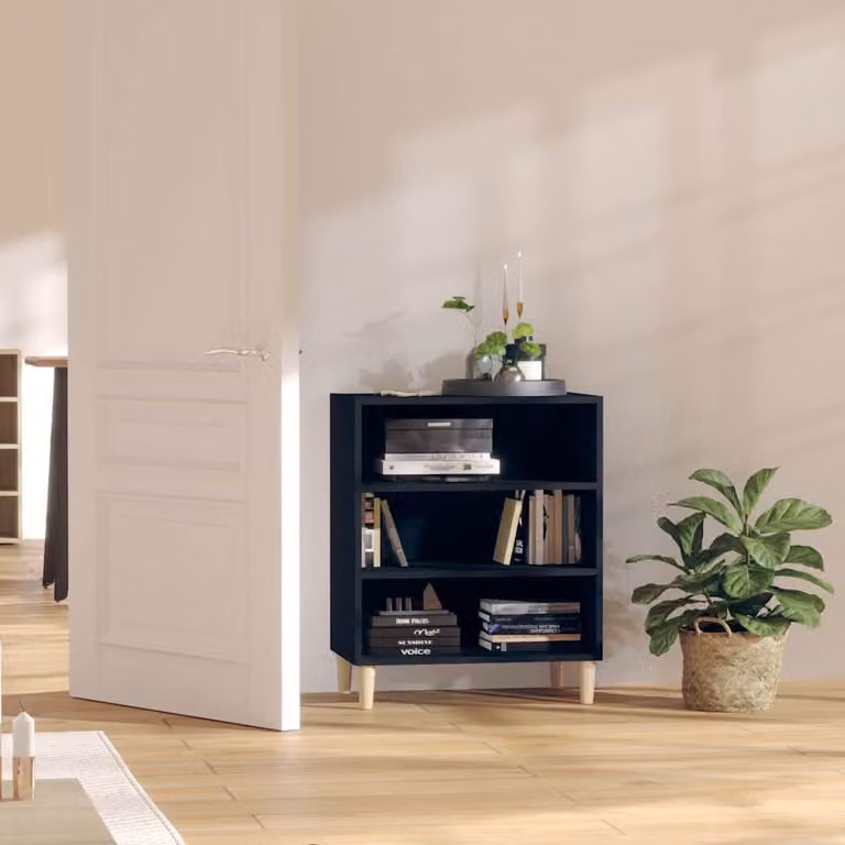 Credenza moderna vidaXL in legno multistrato nera L: 57 cm, P: 35 cm, H: 70 cm