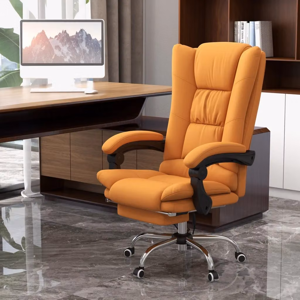 Sedia Poltrona da Ufficio Executive GIORDANOSHOP con Massaggio, Riscaldamento e Poggiapiedi in Similpelle Marrone Chiaro – 2