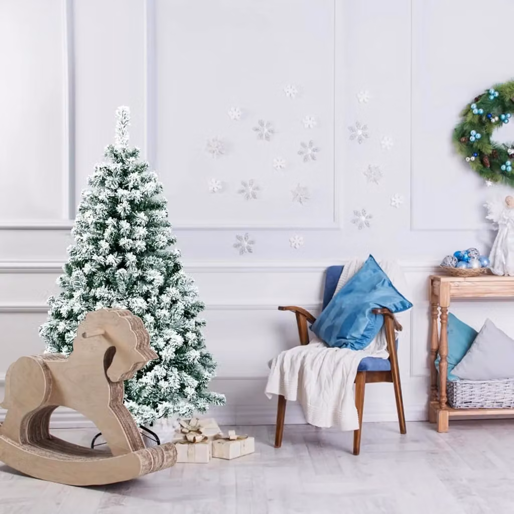 Albero di Natale Innevato COSTWAY con 200 Luci LED Bianche Calde e 400 Rami in PVC, Altezza: 135 cm – 2