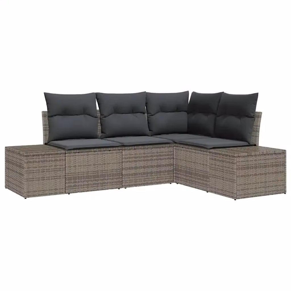 Set Divano da Giardino a L vidaXL in Polyrattan Grigio con Cuscini e Struttura in Acciaio e Legno di Acacia – 2