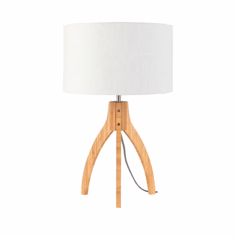 GOOD&MOJO - Lampada da tavolo Annapurna - Bianco/Bambù - Ø36cm Lampada da tavolo - Lampada da comodino, soggiorno, camera da letto