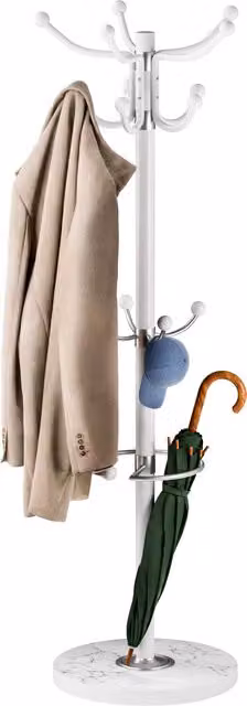 Attaccapanni con portaombrelli Casaria in metallo e pietra bianco H: 175 cm, L: 37 cm, P: 14 cm