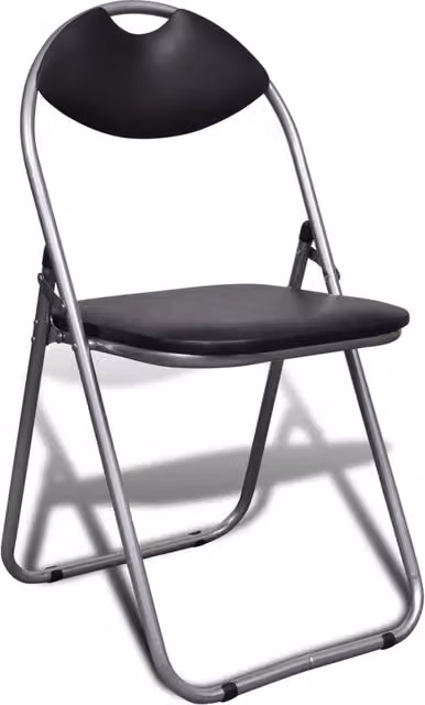 Set di 6 sedie da pranzo pieghevoli e impilabili in similpelle nera e metallo per cucina e sala da pranzo