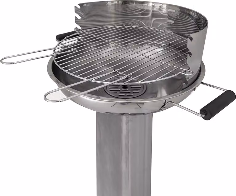 Barbecue a carbonella in acciaio inox - Barbecue a colonna - Resistente alle intemperie - Griglia cromata regolabile in altezza - Vassoio raccogli cenere - Valvola di ventilazione - Accensione piezoelettrica - Blu