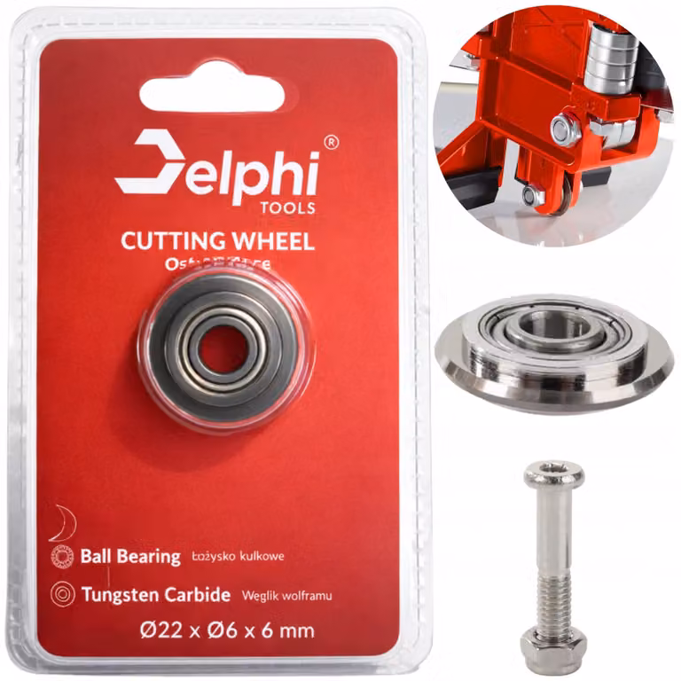 Delphi Tools - Tagliapiastrelle - Ruota da taglio - Ruota di ricambio - Cuscinetto a sfere - Ø 22 mm