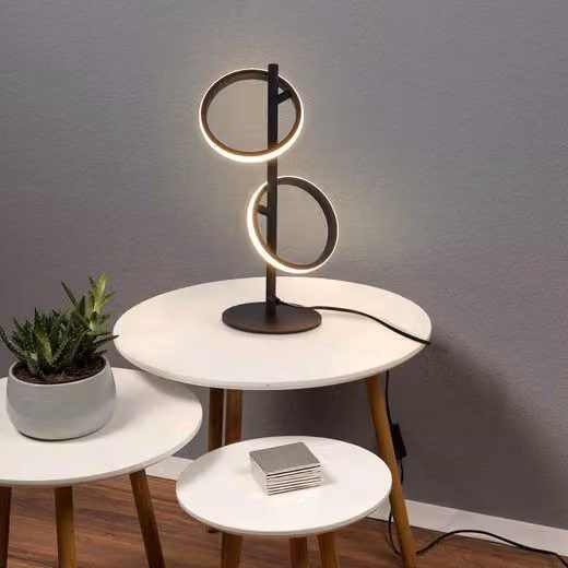ZMH LED Lampada da tavolo moderna ad anello ruotabile e staccabile, bianco caldo 3000K, 2 lampadine ad anello, nero