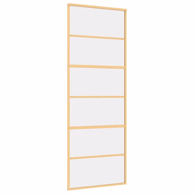 Porta Scorrevole Dorata 76x205 Vetro Trasparente ESG Alluminio