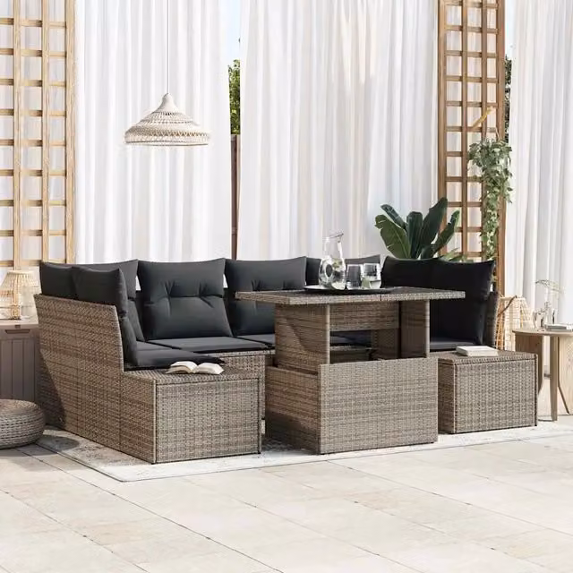 Set Divano da Giardino 7 pz Grigio 3357852