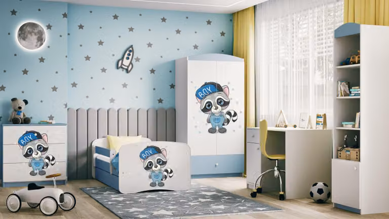 Cassettiera per bambini procione nel colore blu Babydreams