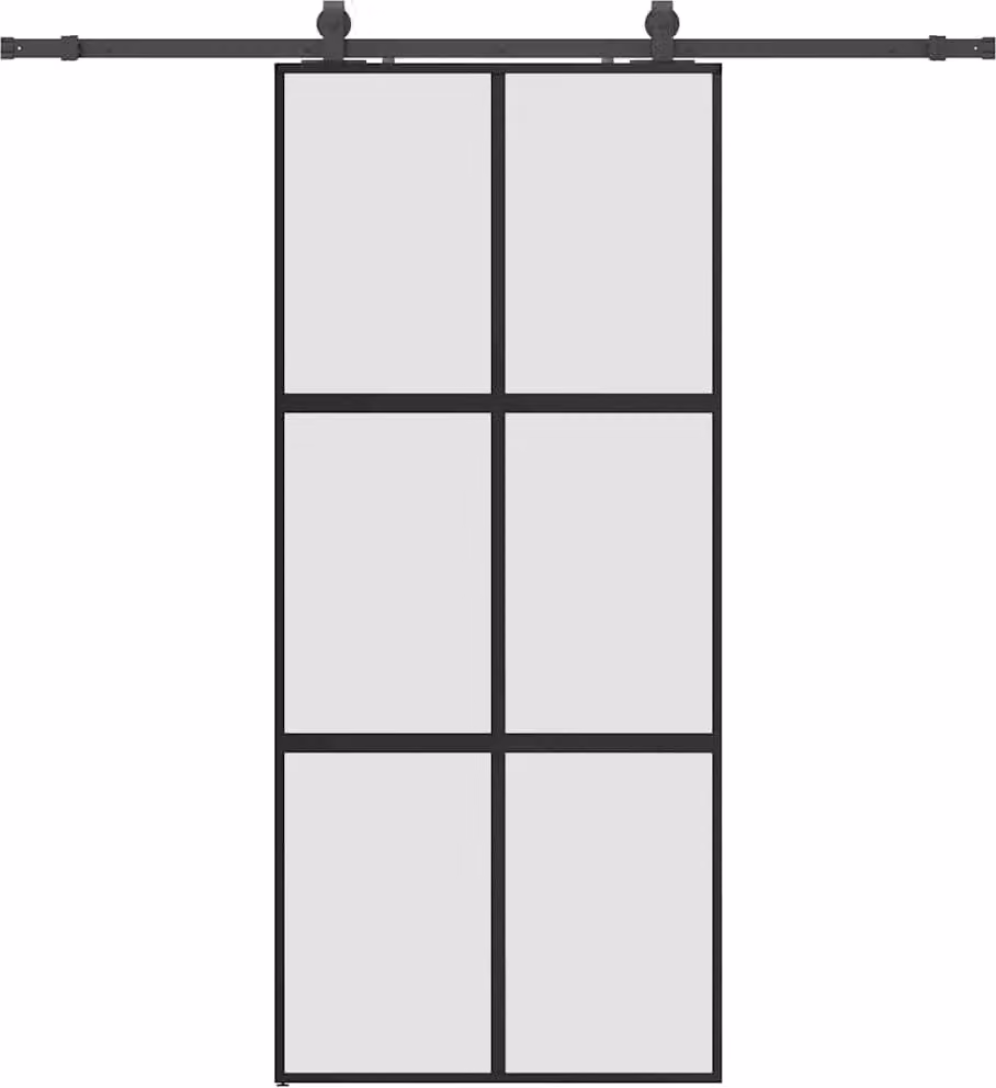 Porta Scorrevole Set Ferramenta Nera 90x205 cm Vetro Temperato