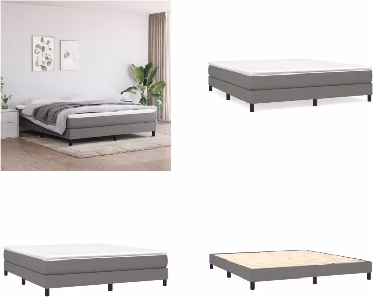 vidaXL Letto boxspring grigio scuro 160x200 cm in tessuto - Letto boxspring - Boxspringbetten - Bett - Schlafzimmermöbel