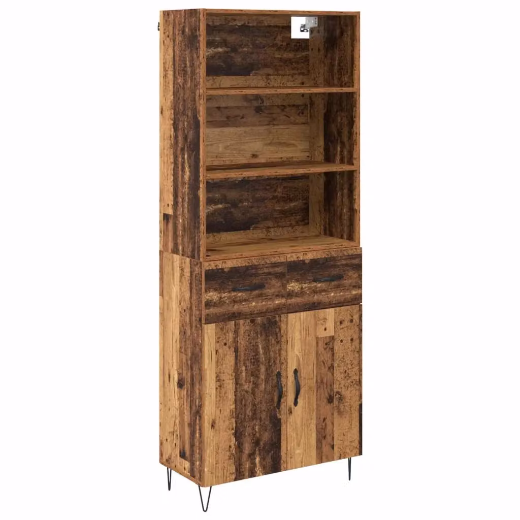 Credenza Buffet Armadio da Cucina in Stile Industrial vidaXL in Legno e Metallo Marrone L: 69,5 cm, P: 34 cm, H: 180 cm – 2