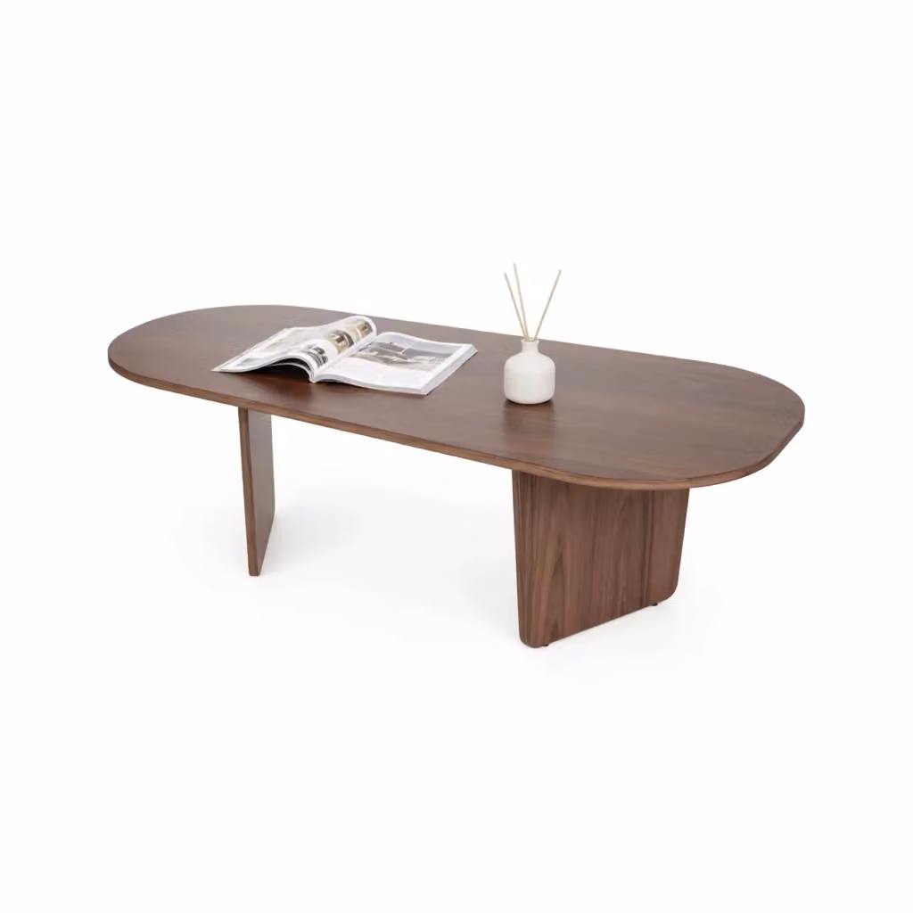 DMORA Tavolino da Salotto Ovale Moderno Marrone, L: 126 cm, P: 65 cm, H: 40 cm – 2