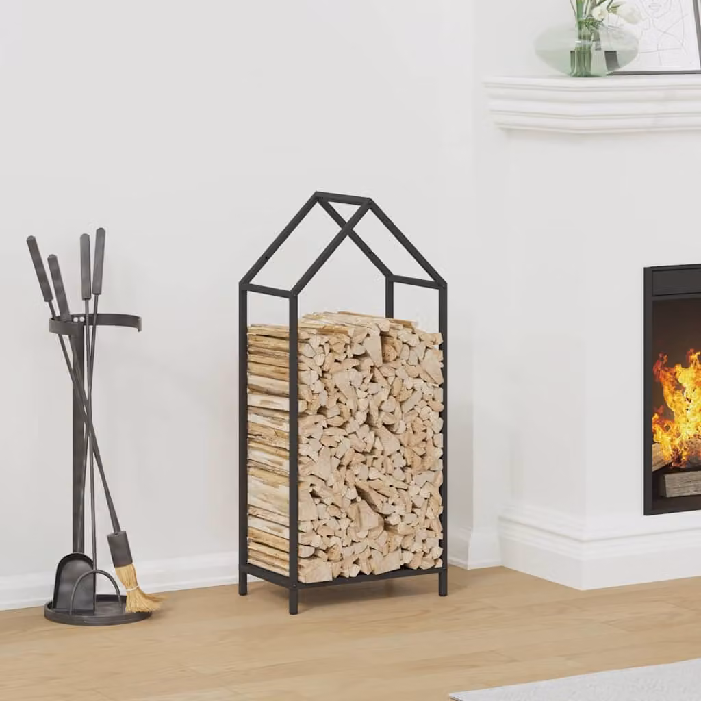 Rastrelliera per legna da ardere vidaXL, colore nero, L 40 cm x P 25 cm x H 90 cm