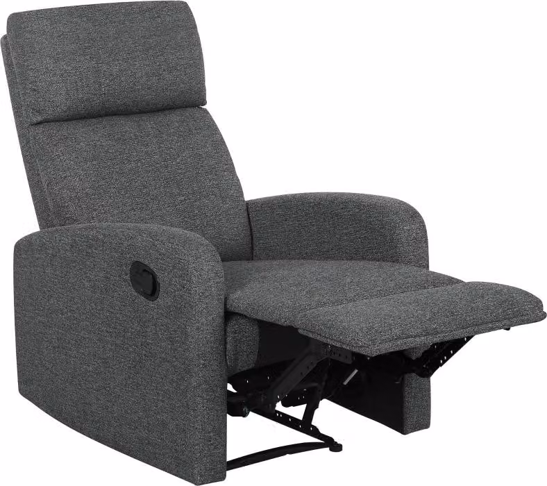 Poltrona Moonbite con schienale reclinabile fino a 145° in modo indipendente, imbottitura extra-spessa, rivestimento in chenille, poltrona TV con poggiapiedi, realizzata in poliestere, colore grigio scuro